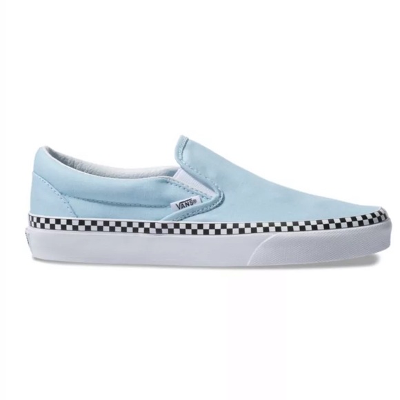 VANS BLUE CHECK FOXING SLIP ONS - Picture 4 of 6
